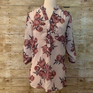 Sheer pink rose blouse